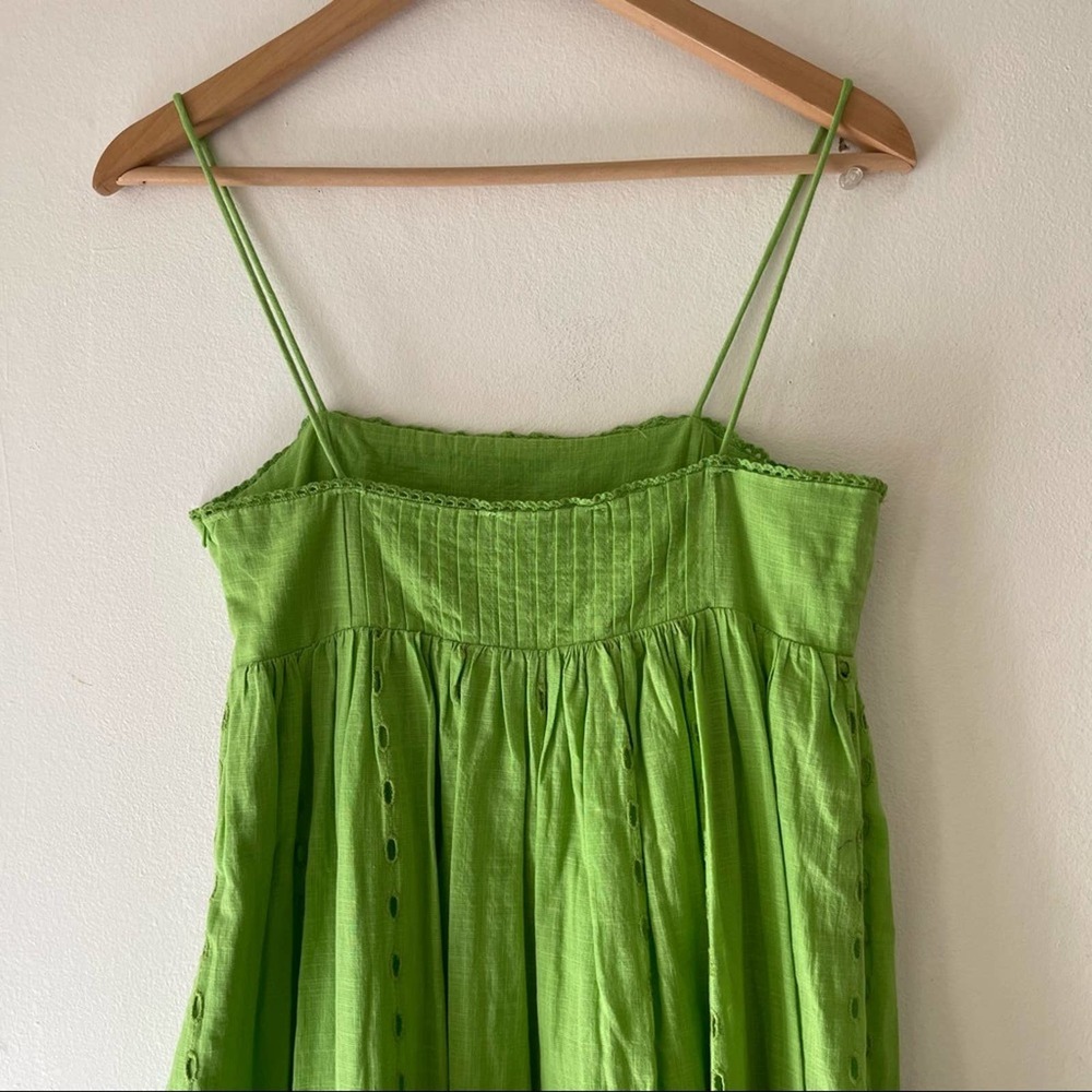 ZARA Lime Green Eyelet Cutwork Embroidery Maxi Dress - Picture 9 of 11